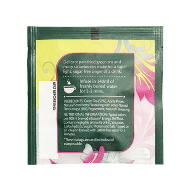 Strawberry Green Tea - 15 Pyramid Bags (Individually Wrapped)